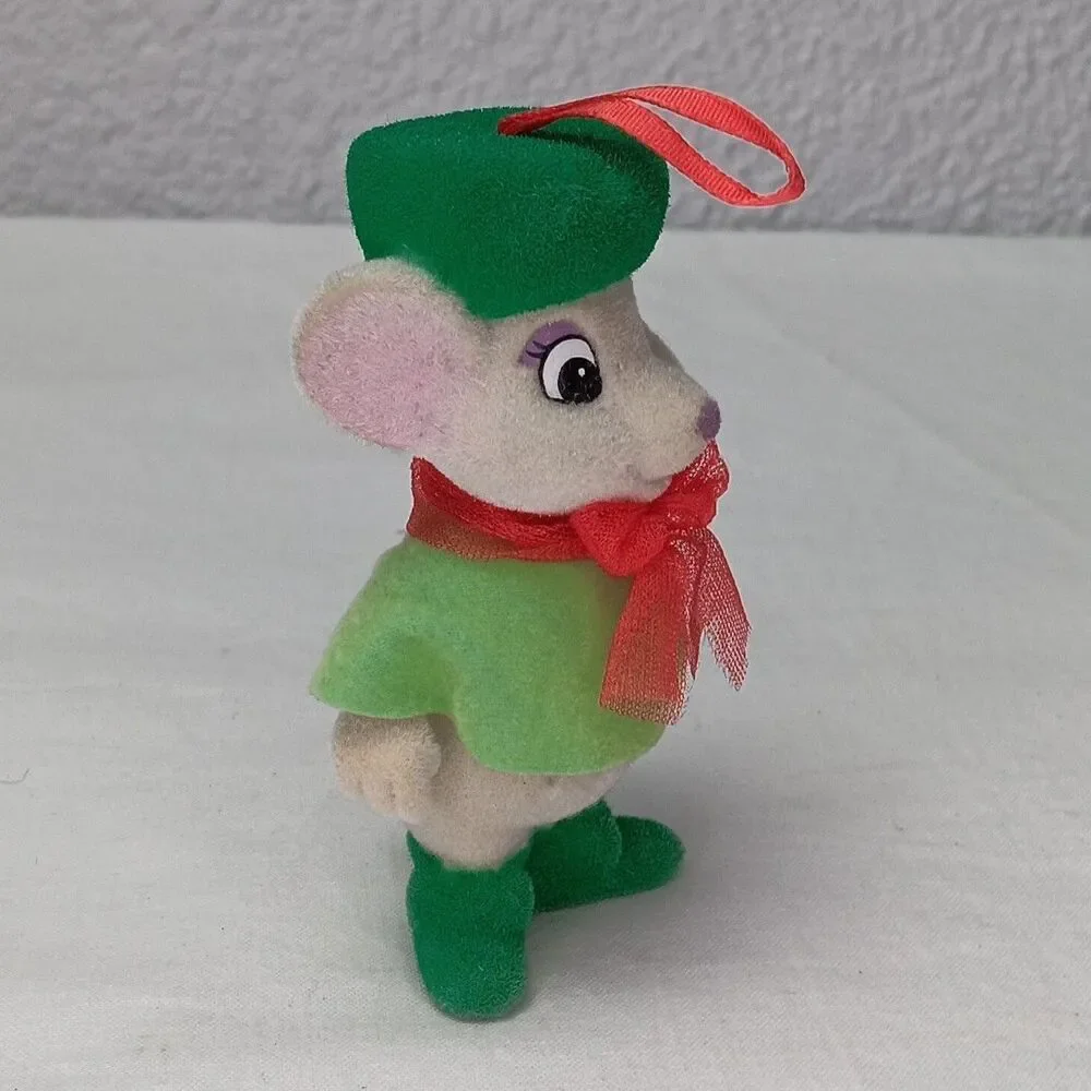Vintage Disney Ornament 1990 Flocked Rescuers Down Under Miss Bianca 4 inch
